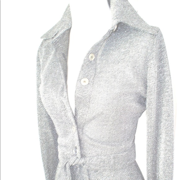 Vintage Bindi Black + Metallic Silver Lurex Cropped Jacket +Mini Skirt Set XS - Picture 2 of 15